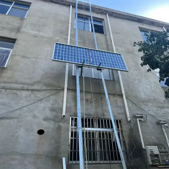 Lift electric din otel cu carucior mobil si telecomanda pentru ridicare panouri solare fotovoltaice maxim 18 m