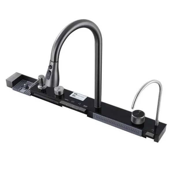 Chiuvetă modernă de bucătărie culoare :gri mat, multifuncțională, duș extractibil, spălător pahare, filtrare apă, inox, calitate premium, accesorii incluse dimensiuni 680*460*220mm