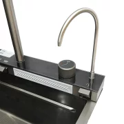 Chiuvetă modernă de bucătărie culoare :negru , multifuncțională, duș extractibil, spălător pahare, filtrare apă, inox, calitate premium, accesorii incluse dimensiuni 800*460*220mm