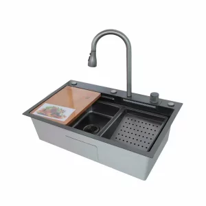 Chiuvetă modernă de bucătărie culoare :negru , multifuncțională, duș extractibil, inox, calitate premium, accesorii incluse dimensiuni 750*460*220mm