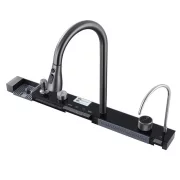 Chiuvetă modernă de bucătărie culoare :negru , multifuncțională, duș extractibil, spălător pahare, filtrare apă, inox, calitate premium, accesorii incluse dimensiuni 680*460*220mm