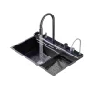 Chiuvetă modernă de bucătărie culoare :negru , multifuncțională, duș extractibil, spălător pahare, filtrare apă, inox, calitate premium, accesorii incluse dimensiuni 800*460*220mm