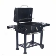 Grill -DS-35 , faszén, BBQ füstölő 2 az 1-ben, grill és füstölő, hőmérő, teljes méret 135 X46X106 cm, fekete