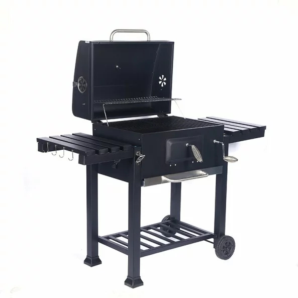 Gratar -DS-35  ,carbune, BBQ smoker 2 in1, grill si afumatoare, termometru, dimensiuni totale 135 X46X106 cm, negru