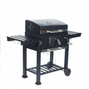 Grill -DS-35 , faszén, BBQ füstölő 2 az 1-ben, grill és füstölő, hőmérő, teljes méret 135 X46X106 cm, fekete