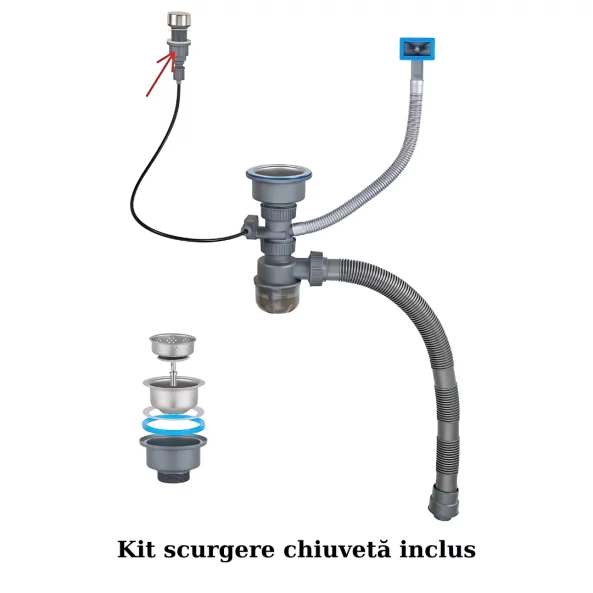 Chiuvetă modernă de bucătărie culoare :gri mat, multifuncțională, duș extractibil, spălător pahare, filtrare apă, inox, calitate premium, accesorii incluse dimensiuni 680*460*220mm